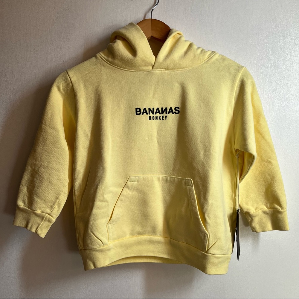 Bananas monkey Kids hoodie Size 6 Youth NWT Yellow.